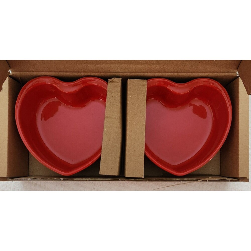Peugeot Baking Dishes Red Heart Ceramic Ramekins Set Valentine Love Gift Baker